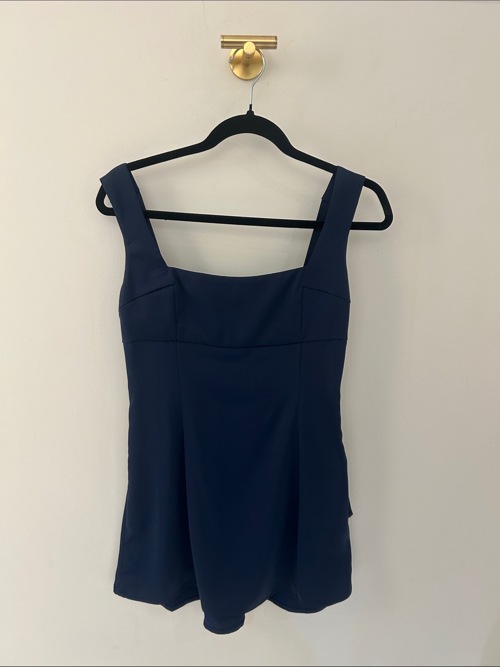 Urban Outfitters Navy Square Neck Satin Dress